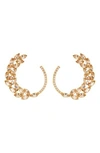Oscar De La Renta Navette & Pavé Hoop Earrings In Silk