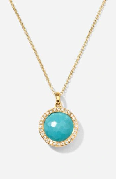 Ippolita Women's Lollipop Small 18k Yellow Gold, Turquoise & Diamond Pendant Necklace In Turq/diamond
