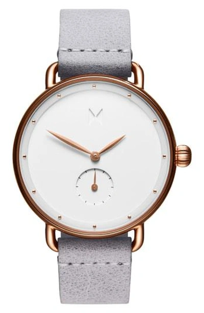 Mvmt Bloom Ghost Iris Gray Leather Strap Watch 36mm