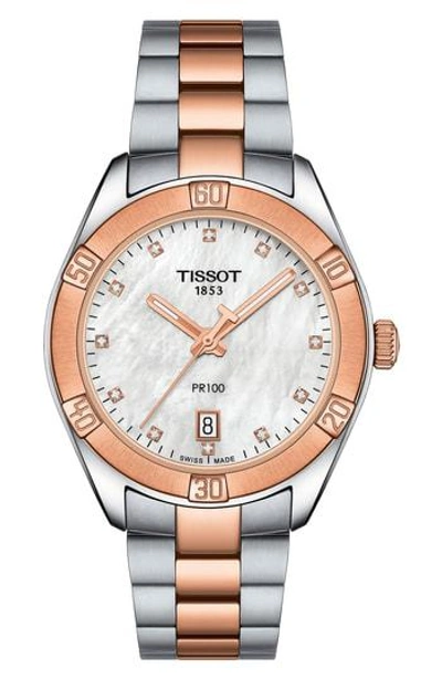 Tissot T-classic Pr 100 Bracelet Watch In White/multi