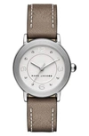 MARC JACOBS 'RILEY' ROUND LEATHER STRAP WATCH, 28MM,MJ1472