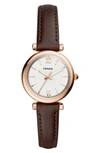 FOSSIL CARLIE LEATHER STRAP WATCH, 28MM,ES4472