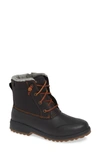 Sperry Maritime Repel Lace-up Rubber Boots In Black Leather