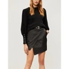 THE KOOPLES ASYMMETRIC BELTED FAUX-LEATHER MINI SKIRT