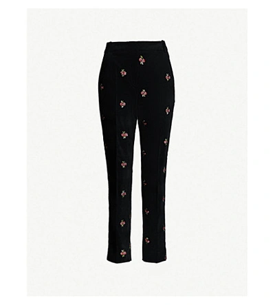 The Kooples Embroidered Velvet Trousers In Bla01