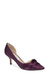 Nina Blakely Half D'orsay Pointy Toe Pump In Eggplant Satin