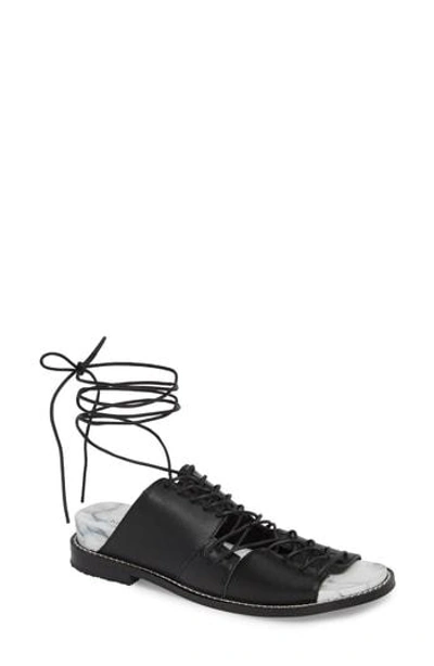 Kelsi Dagger Brooklyn Olympia Leather Lace-up Backless Sandals In Black
