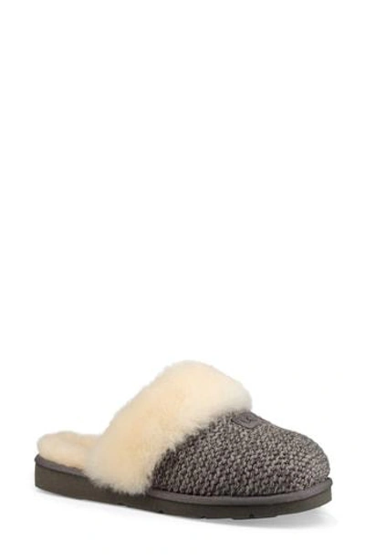 Ugg Cozy Knit Slippers With Sheepskin In Charcoal