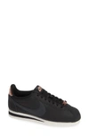 Nike Classic Cortez Textured-leather Sneakers In Black/ Metallic Red Bronze