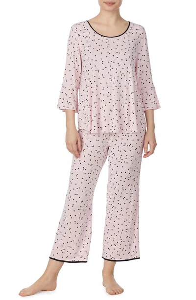 Kate Spade Bell Cuff Pyjamas In Scattered Dot Pink