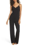 Natori Feathers Satin Camisole Pajama Set In Black