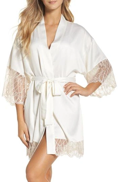 Flora Nikrooz Victoria Solid Charmeuse Wrap Dressing Gown In Ivory