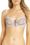 Skarlett Blue 'minx' Unlined Lace Demi Underwire Bra In Meringue/ Brick