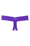 Hanky Panky After Midnight Signature Lace Open-panel Low-rise Thong In Electric Purple