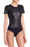 COMMANDO FAUX LEATHER TEE BODYSUIT,BDS013