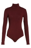 Wolford Colorado Stringbody Turtleneck Bodysuit In Merlot