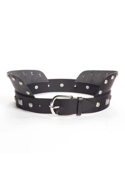 Isabel Marant Tricy Studded Leather Waist Belt In Black