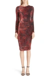 FUZZI LEOPARD BURNOUT VELVET DRESS,F81580-11326