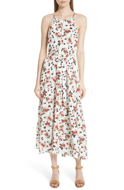 A.l.c Richards Floral-print Silk Midi Dress In Eggshell Pink Green