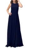 Jenny Yoo Elizabeth Chiffon Gown In Navy