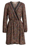 BAND OF GYPSIES FLORAL FAUX WRAP DRESS,W2P358922429
