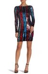 Dress The Population Lola Sequin Body-con Dress In Rouge Red Multi