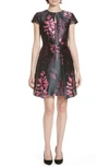 TED BAKER JEBBY SPLENDOR JACQUARD FIT & FLARE DRESS,WC8W-GD1U-JEBBY