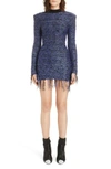 BALMAIN FRINGE METALLIC TWEED MINIDRESS,PF06721 K247