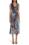 FUZZI FLORAL PATCHWORK PRINT TULLE DRESS,F81839-10056
