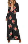 AMUSE SOCIETY ALL BUTTONED UP FLORAL PRINT MAXI DRESS,AD14JALL