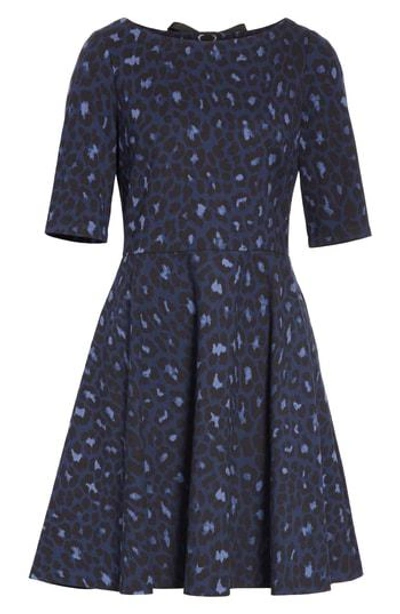 Kate Spade Leopard Print Lace-up Ponte Dress In Light Adriatic Blue