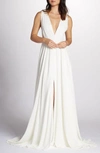 JOANNA AUGUST Nico Plunging A-Line Gown,4NICO112