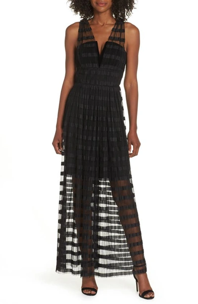 Adelyn Rae Woven Illusion Dress In Black
