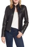 ANDREW MARC SMOOTH LEATHER MOTO JACKET,MW8A1437