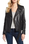 LAMARQUE BELTED LEATHER BIKER JACKET,ABBY