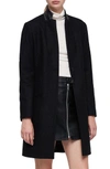 ALLSAINTS Leni Stud Trim Leather Collar Coat,WO020P