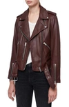 Allsaints Balfern Leather Biker Jacket In Brown