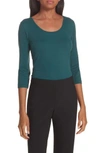 Hugo Boss Scoop Neck Stretch Jersey Top In Pine Green