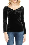 VINCE CAMUTO CROSS FRONT STRETCH VELVET TOP,9158649