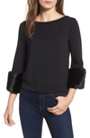 BAILEY44 FREESTYLE FAUX FUR CUFF SWEATSHIRT,408-C725