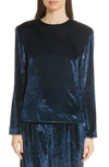 TIBI TESS METALLIC VELVET TOP,F318VX7022