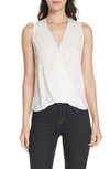 L Agence Mila Draped Silk Surplice Blouse In Ivory