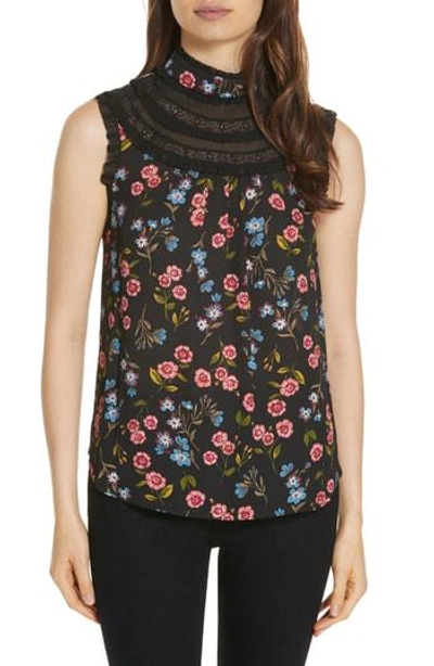 Kate Spade Meadow Lace-trim Sleeveless Top In Black