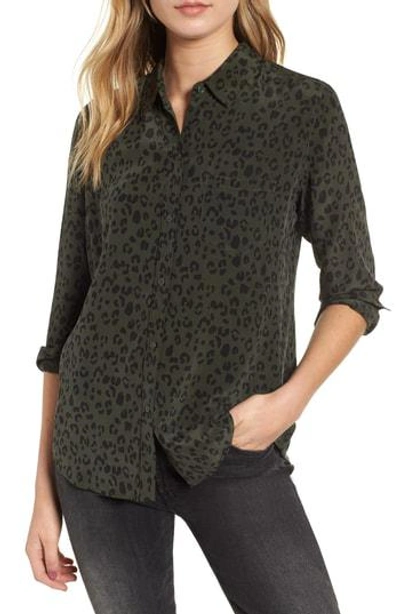 Rails Kate Leopard-print Silk Shirt In Olive Cheetah