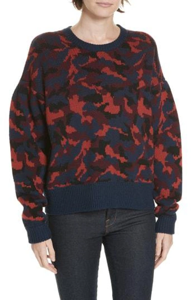 Joie Brycen Camo Wool Crewneck Sweater In Midnight