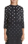 OSCAR DE LA RENTA Scallop Edge Polka Dot Cardigan,19RN1149PLJ