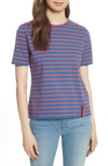 Kule The Modern Stripe Cotton Tee In Blue/ Red