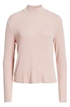 Splendid Ribbed Mock Neck Crop Top In Pink Beige