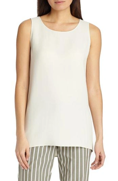 Lafayette 148 Ruthie Sleeveless Silk Blouse In White