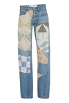 B SIDES EXCLUSIVE MID-RISE PATCHWORK STRAIGHT-LEG JEANS,692532